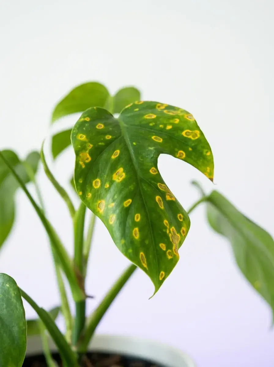 Close-up of a plant leaf being inspected for disease