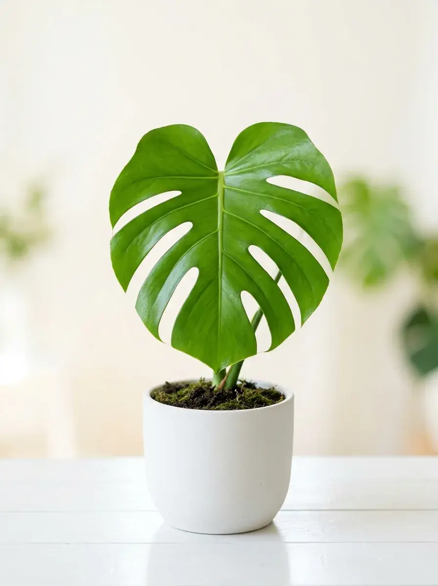 O plantă Monstera sănătoasă, așezată în lumină naturală puternică