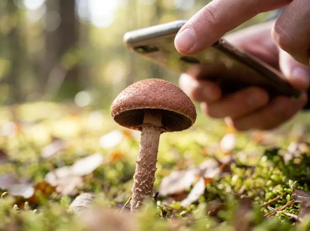 Taking a clear photo of a mushroom cap and stem