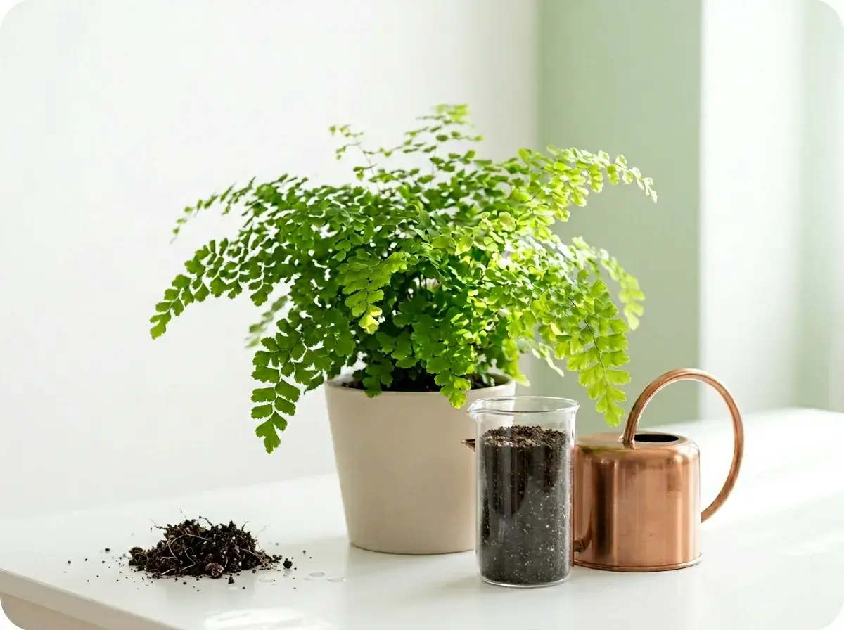 Potted plant with a watering can