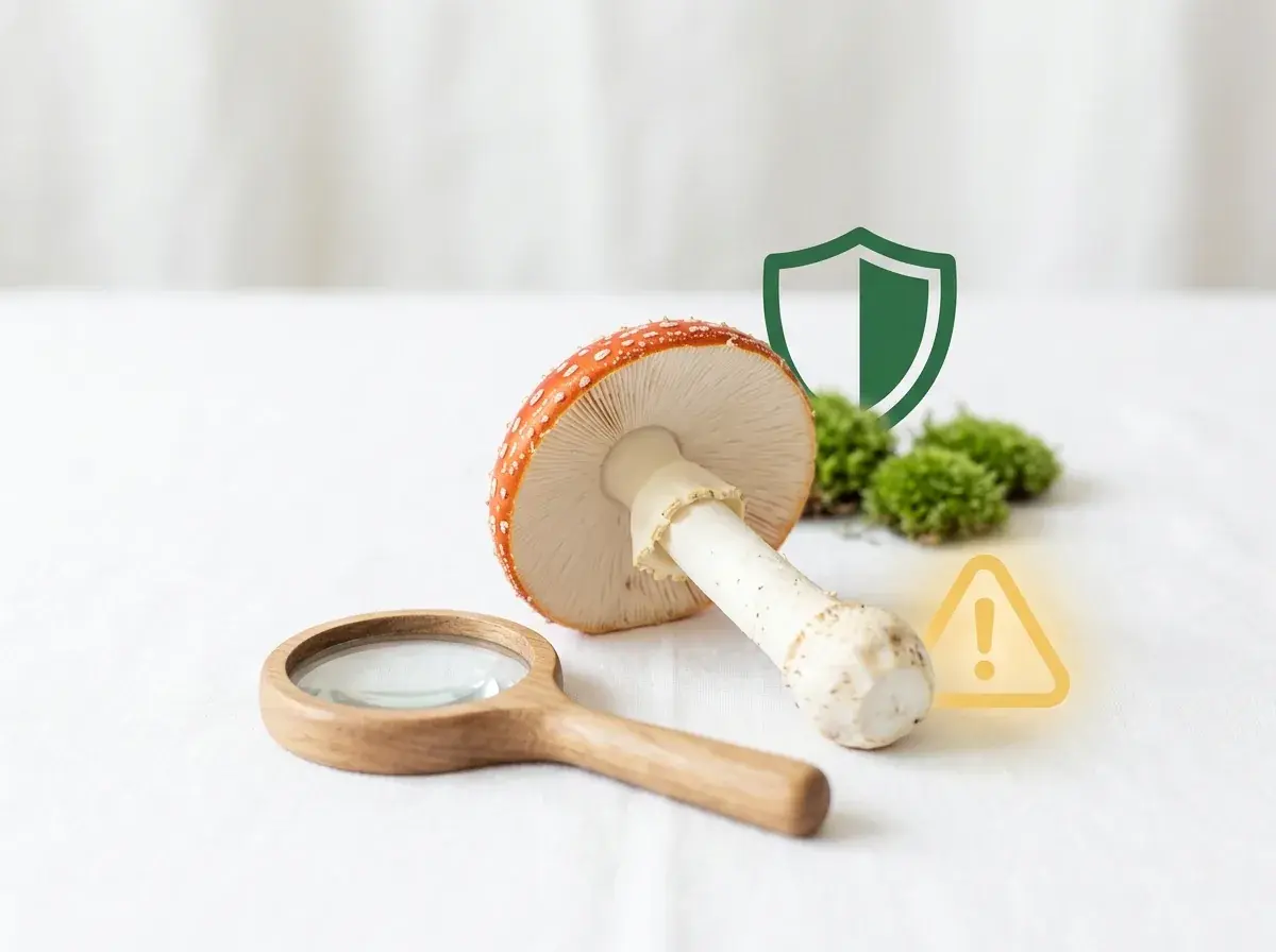 Safety checklist and edibility warnings for mushrooms