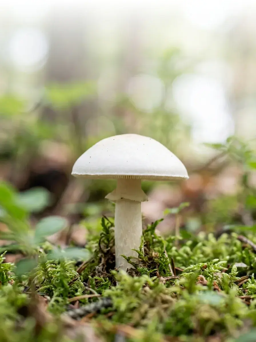 Close-up de um cogumelo selvagem com luz natural brilhante