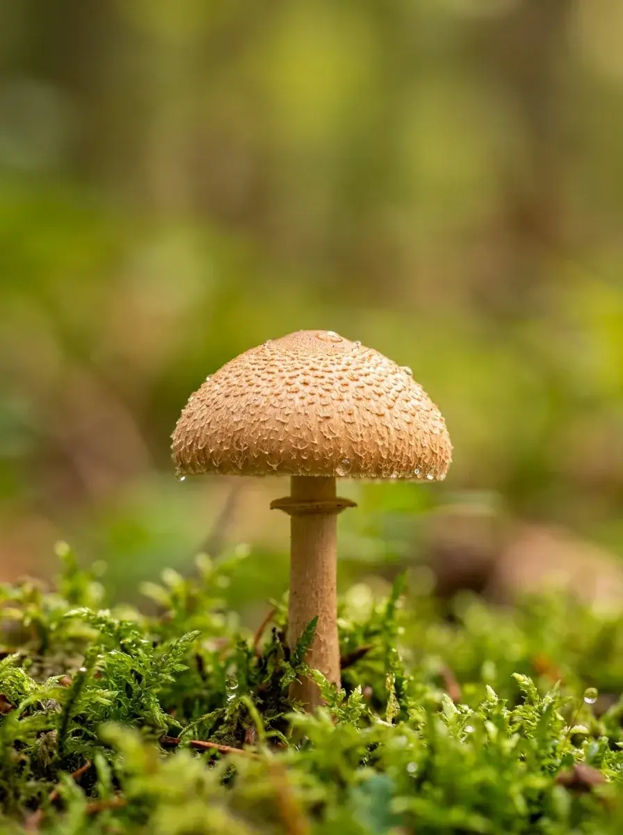Um cogumelo selvagem pronto para identificação por foto