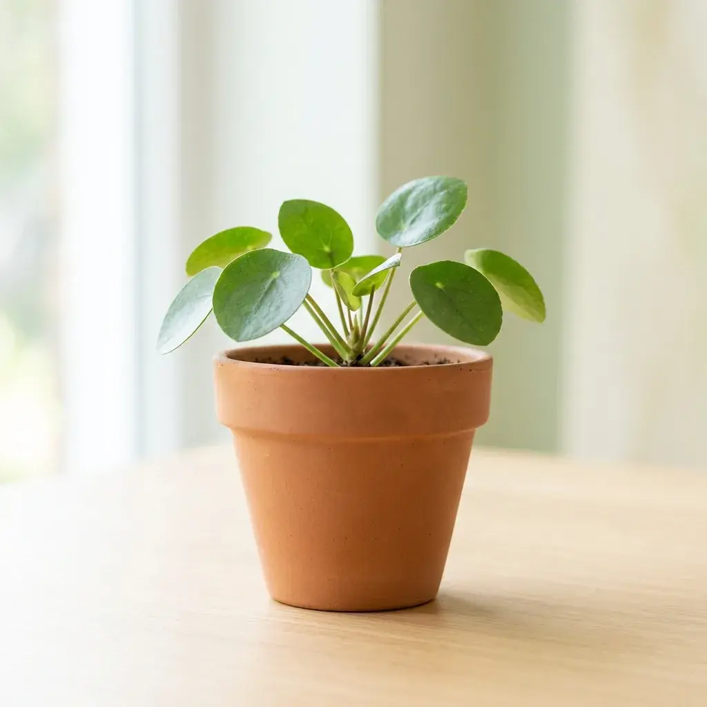 A healthy potted houseplant in a bright room