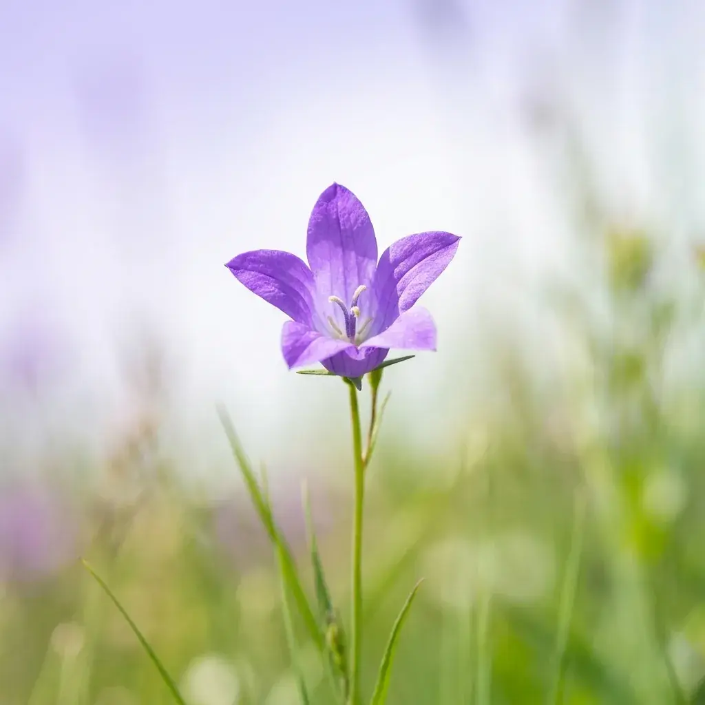 Single wildflower in bright natural sunlight