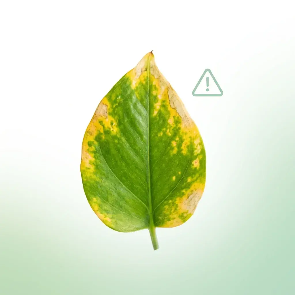 Plant leaf with yellowing edges